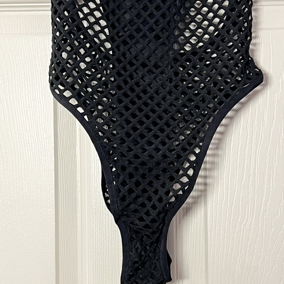 Victorias Secret Beach Sexy Mesh One Piece Black thong Swimsuit, Size Small - Picture 11 of 12